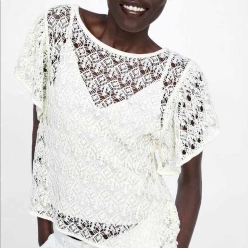 NWT Zara Pointelle Knit Top M